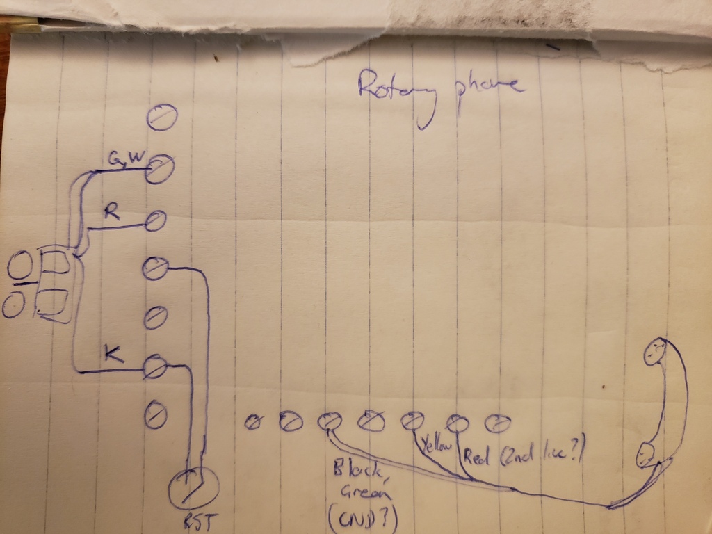 Hand-drawn diagram of internal phone
connections
